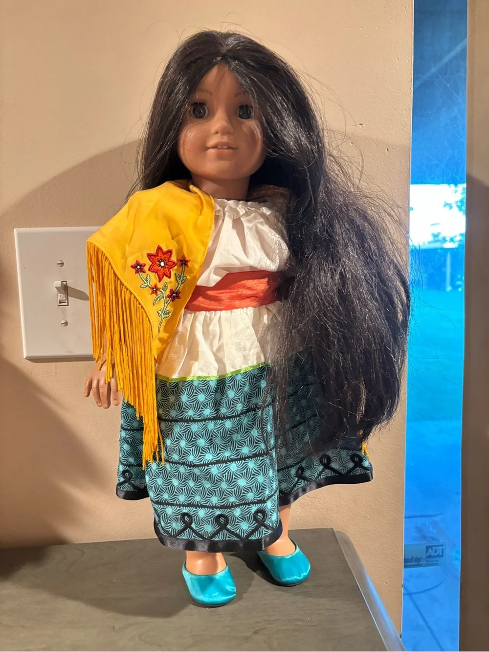American girl Josefina Doll with Yellow Shawl and Teal Skirt